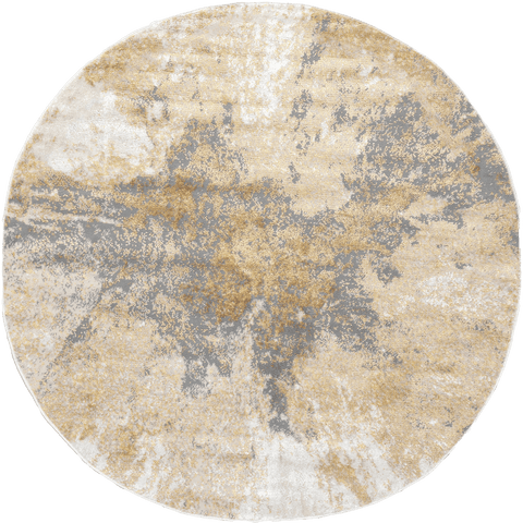 Isolated view of Gold Round Splatter Abstract Rug, showcasing its design