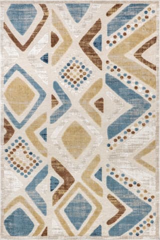 Isolated view of Blue Multicolor Rectangle Rozie Kids Washable Colorful Rug, showcasing its design