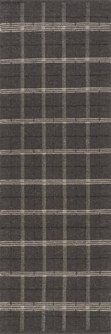 Isolated view of Black Runner Downing Plaid Wool Rug by Nate Berkus, showcasing its design