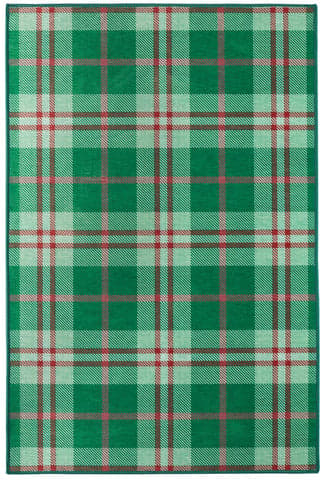 Jolly Plaid Machine Washable Rug | Green