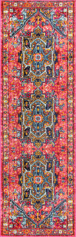 Isolated view of Pink Runner Cartouche Medallion Rug, showcasing its design