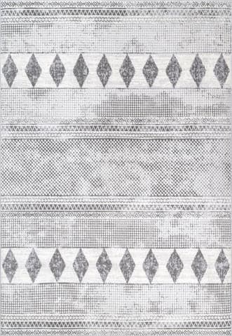Isolated view of Grey Rectangle Kyla Banded Diamond Rug, showcasing its design