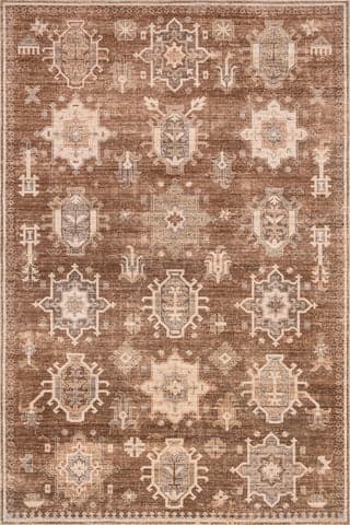 Isolated view of Sienna Brown Rectangle Thalia Medallion Washable Rug, showcasing its design
