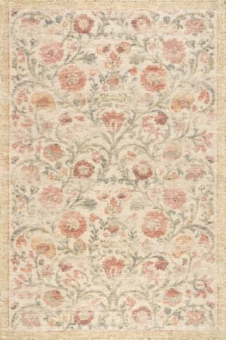 Isolated view of Multicolor Rectangle Sufi Hand-Tufted Floral Motif Wool-Blend Rug, showcasing its design