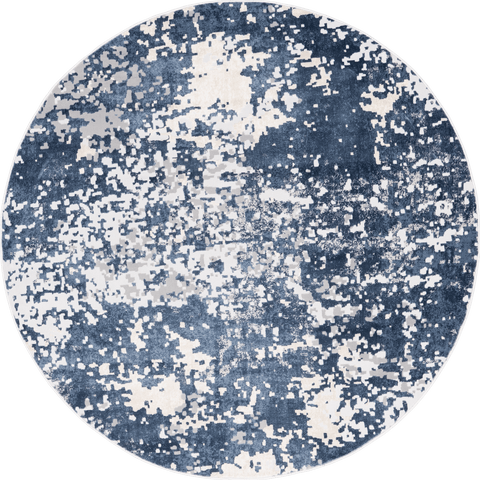 Isolated view of Blue Round Ricki Mottled Abstract Rug, showcasing its design