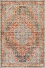 Isolated view of Coral Rectangle Sybella Medallion Washable Rug, showcasing its design