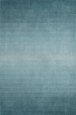 Isolated view of Blue Rectangle Ombre Hand Loomed Gradient Wool Rug, showcasing its design