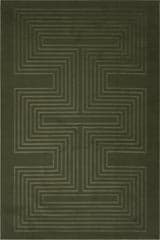 Isolated view of Green Runner Krya Geometric Plush Textured Washable Rug, showcasing its design