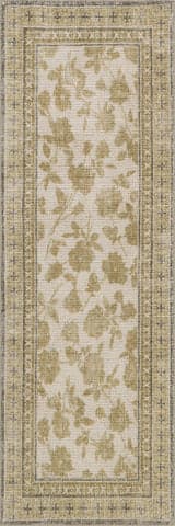 Isolated view of Olive Green Runner Botanica Hand-Tufted Botanical Wool-Blend Rug, showcasing its design