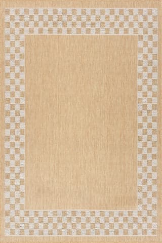 Isolated view of Ivory Rectangle Zyrah Modern Checkered Indoor/Outdoor Rug, showcasing its design