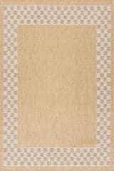 Isolated view of Ivory Rectangle Zyrah Modern Checkered Indoor/Outdoor Rug, showcasing its design