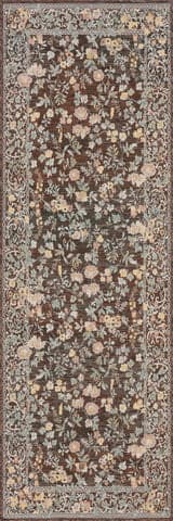 Isolated view of Brown Runner Elizaya Transitional Floral Indoor/Outdoor Rug, showcasing its design