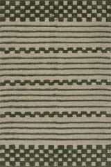 Isolated view of Green Rectangle Nubi Bohemian Striped Hand Woven Rug, showcasing its design