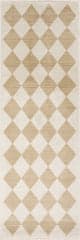 Isolated view of Ivory Runner Vanni Checkered Fringed Rug, showcasing its design