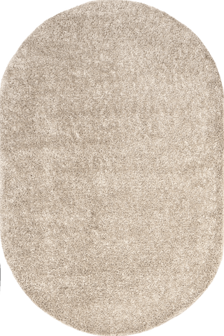 Isolated view of Beige Oval Dream Solid Shag Rug, showcasing its design
