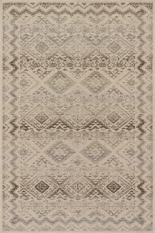Isolated view of Sand Rectangle Sela Southwestern Bordered Indoor/Outdoor Rug, showcasing its design