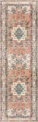 Isolated view of Light Rust Runner Fading Oriental Spill Proof Washable Rug, showcasing its design