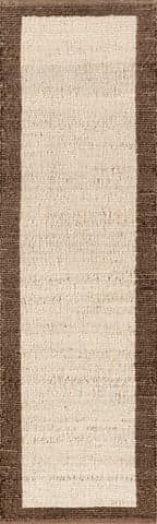Isolated view of Brown Runner Suellen Bordered Handwoven Jute-Blend Rug, showcasing its design