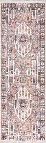 Isolated view of Beige Runner Essence Traditional Bordered Rug, showcasing its design