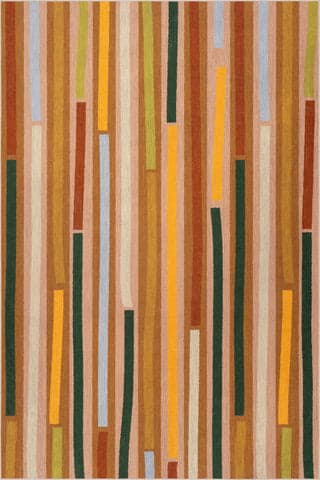 Isolated view of Multicolor Rectangle Painted Path Striped Washable Rug, showcasing its design