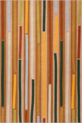 Isolated view of Multicolor Rectangle Painted Path Striped Washable Rug, showcasing its design