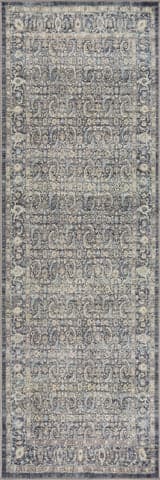 Isolated view of Blue Runner Calvaya Traditional Bordered Washable Rug, showcasing its design