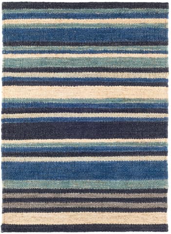 Dover Stripe Handwoven Jute Rug | Blue