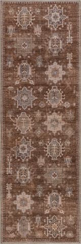 Isolated view of Sienna Brown Runner Thalia Medallion Spill Proof Washable Rug, showcasing its design