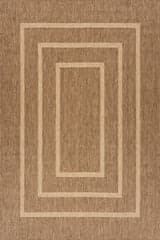 Isolated view of Brown Rectangle Thena Modern Bordered Indoor/Outdoor Rug, showcasing its design