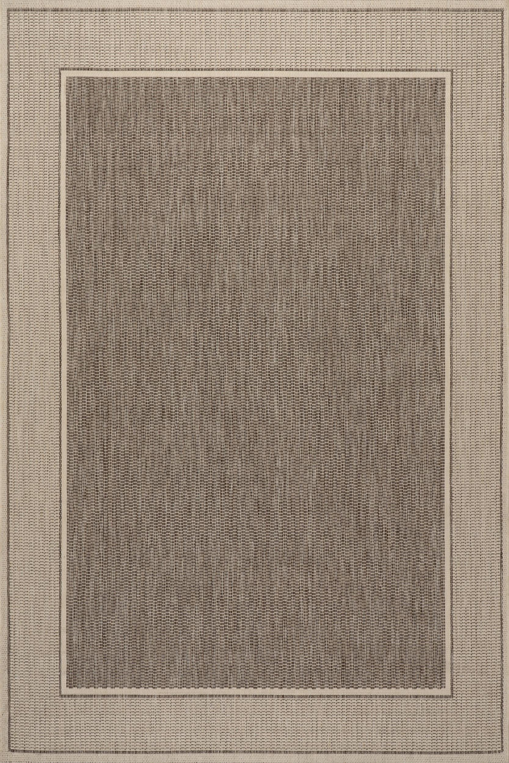 Monochrome Bordered Indoor/Outdoor Rug | Light Grey