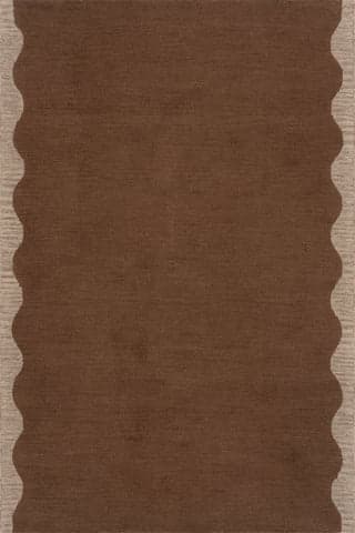 Isolated view of Walnut Brown Rectangle Ondine Solid Wool Rug by Nate Berkus, showcasing its design