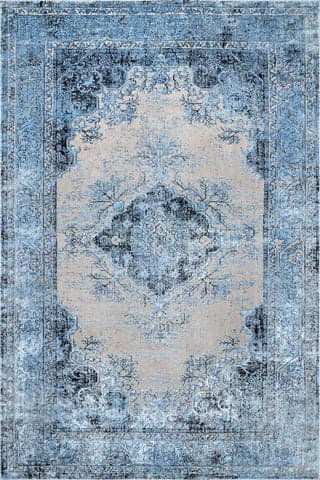 Isolated view of Blue Rectangle Faded Medallion Rug, showcasing its design