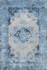 Isolated view of Blue Rectangle Faded Medallion Rug, showcasing its design