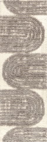 Isolated view of Beige Runner Charlee Textured Arcs Rug, showcasing its design