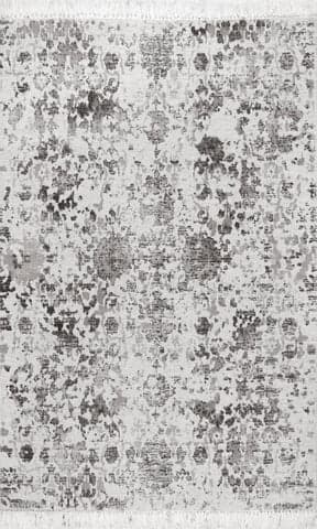 Isolated view of Grey Rectangle Aphelia Fringe Rug, showcasing its design