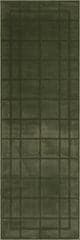 Isolated view of Green Runner Zephyra Checkered Plush Textured Washable Rug, showcasing its design