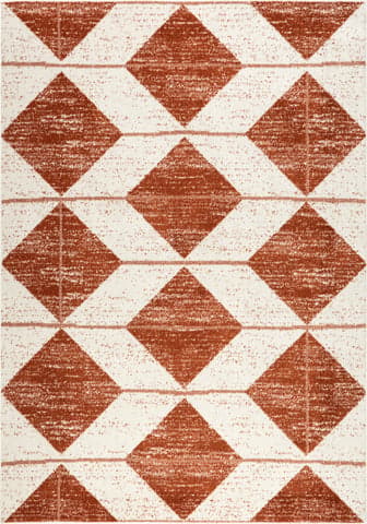 Isolated view of Brick Rectangle Kaydence Striped Diamonds Rug, showcasing its design