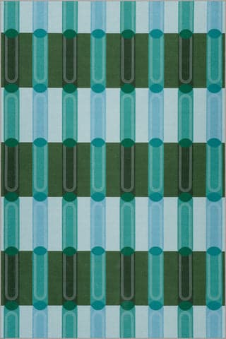 Isolated view of Multicolor Rectangle Verdant Columns Striped Washable Rug, showcasing its design