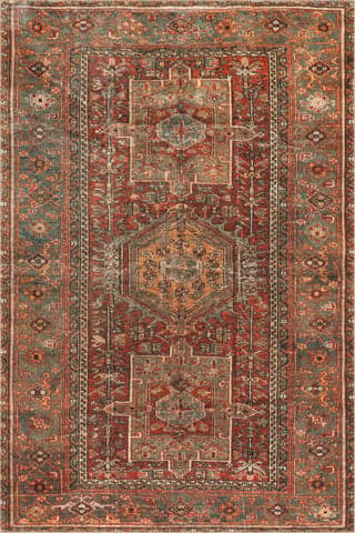 Isolated view of Red Rectangle Maid Medallion Washable Rug, showcasing its design