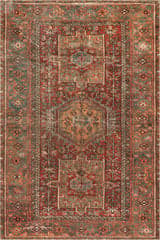 Isolated view of Red Rectangle Maid Medallion Washable Rug, showcasing its design