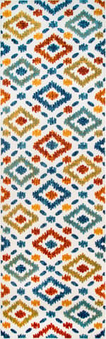 Isolated view of Blue Runner Hatched Trellis Indoor/Outdoor Rug, showcasing its design