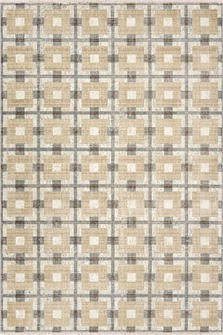 Isolated view of Beige Rectangle Sorelle Modern Plaid Rug, showcasing its design
