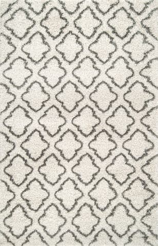 Isolated view of Ivory Rectangle Clover Trellis Rug, showcasing its design