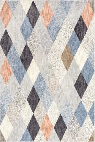 Isolated view of Grey Rectangle Jess Renewed Argyle Rug, showcasing its design