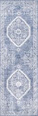 Isolated view of Blue Runner Serrated Emblem Rug, showcasing its design
