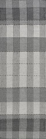 Isolated view of Grey Runner Oregon Plaid Wool Rug, showcasing its design
