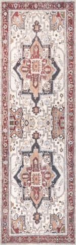 Isolated view of Rust Runner Bloom Medallion Washable Rug, showcasing its design