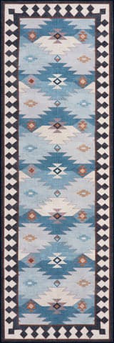 Isolated view of Blue Runner Jasdin Southwestern Washable Rug, showcasing its design