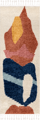 Isolated view of Beige Runner Rhea Modern Abstract Rug, showcasing its design