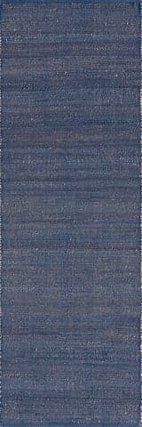 Isolated view of Blue Runner Perfect Handwoven Jute-Blend Rug, showcasing its design